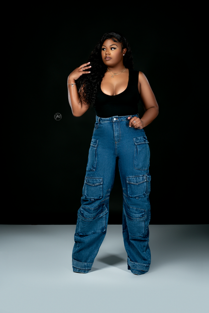 Oversized Denim Cargo  Pants